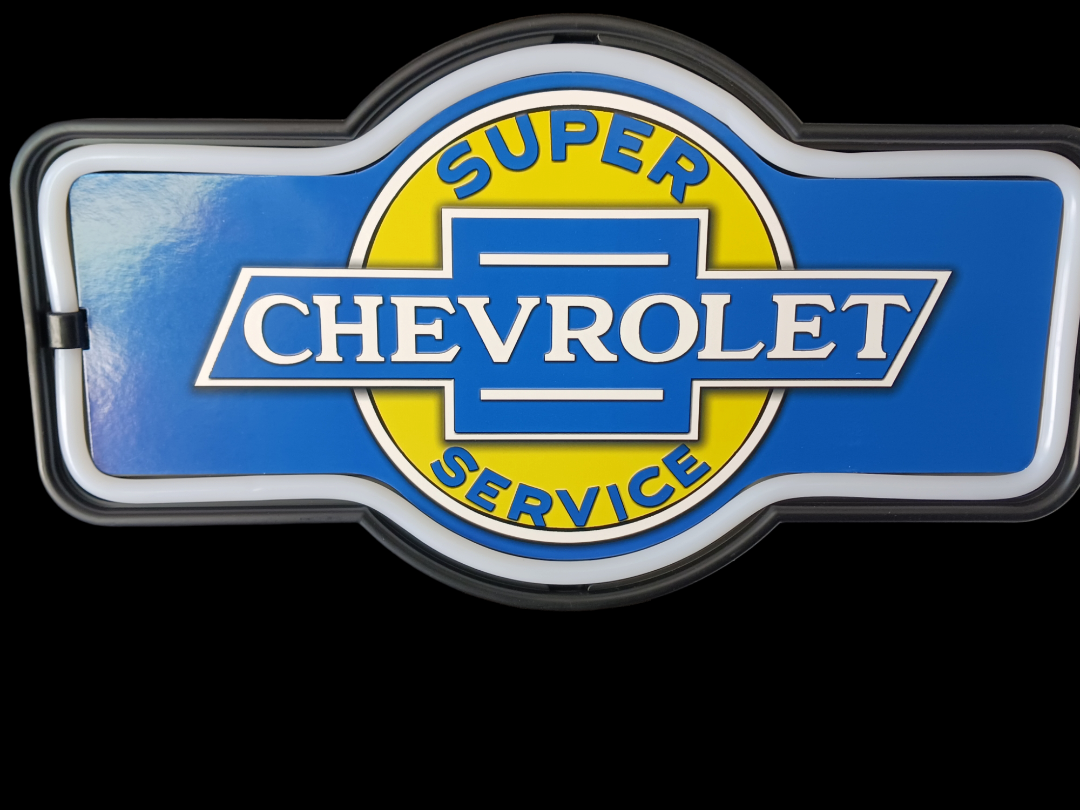 "Super Chevy Service" LED rope sign.