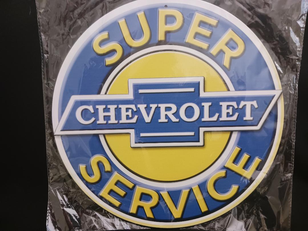"Chevrolet Super Service" metal sign