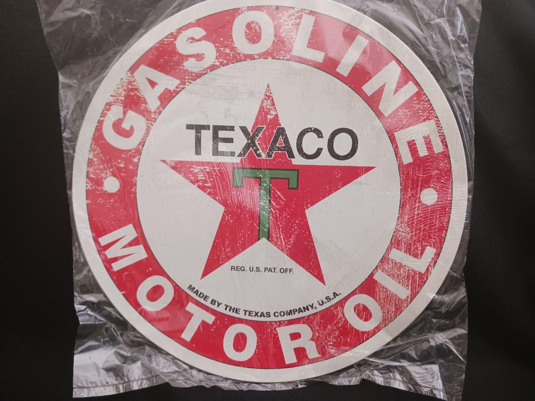 "Texaco" round, metal sign.